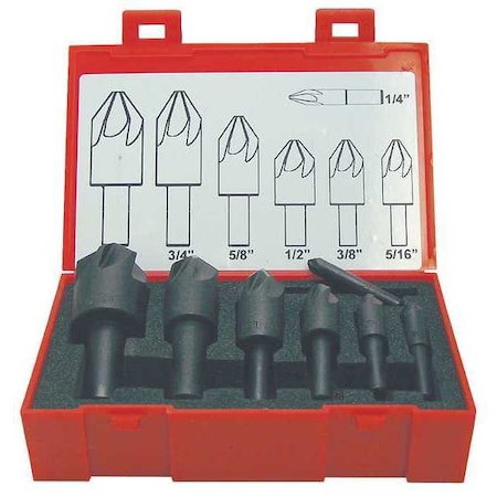 82 deg 6 Flute 7 piece Countersink Set HSS