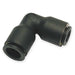Push-Fit Elbow Fitting, 12mm Tube Size, Fiberglass-Reinforced Nylon, Black, 10 PK