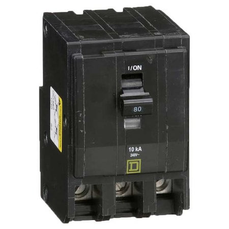Miniature Circuit Breaker, QO Series, 80A, 3 Pole, 120/240V AC, 10kA at 120/240V AC