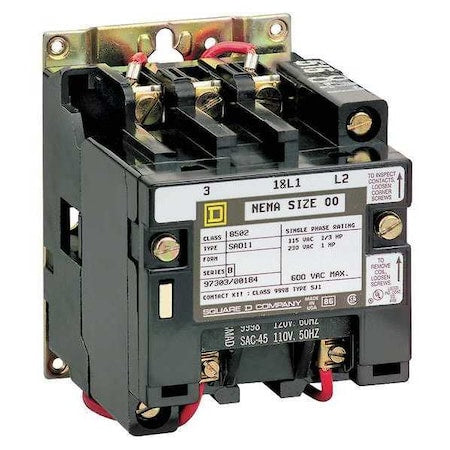 120VAC Non-Reversing Magnetic Contactor 3P 9A NEMA 00