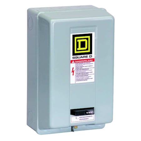 NEMA Magnetic Motor Starter, Non-Reversing, No Auxiliary Contacts, 480V AC, 3 P, Screw Clamp