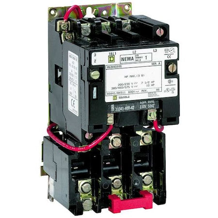 Magnetic Motor Starter, Non-Reversing, No Auxiliary Contacts, 120V AC, 2 P, Screw Clamp