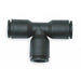 Push-Fit Tee Fitting, 1/2 in Tube Size, Brass, Fiberglass-Reinforced Nylon, Black, 10 PK