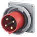 Watertight Pin & Sleeve Inlet, 30 A, 480V AC, Three Phase, 3 Pole, IEC Grounding, Red