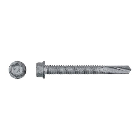 Self-Drilling Screw,  #12 x 2 in,  Climaseal Steel Hex Head External Hex Drive,  250 PK