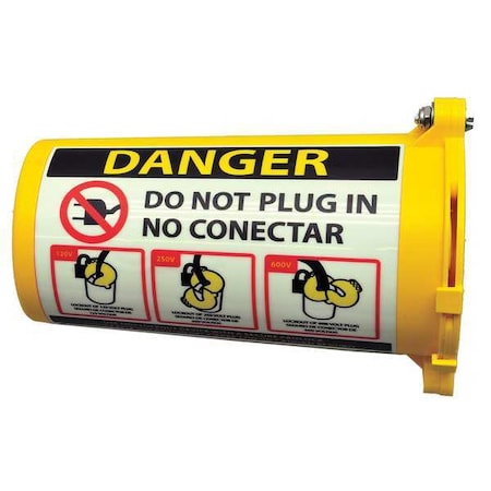 Plug Lockout, Yellow, 9/16In Shackle Dia., Depth: 5 in