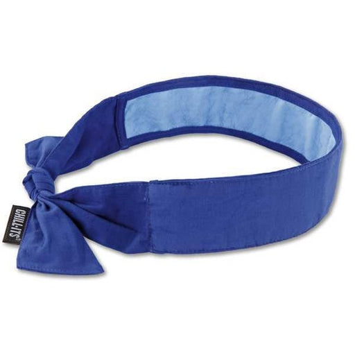 Chill-Its Evaporative Cooling Bandana Headband, Adjustable Tie Closure, PVA, Solid Blue