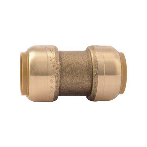 Push-to-Connect Coupling, 3/4 in Tube Size, Brass, Brass