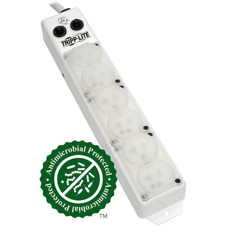Outlet Strip, Hospital Grade, 6 5-20R-HG, 5-20P-HG, 7 ft., White