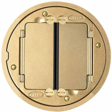 Electrical Box Cover, 2 Gangs, Round, Brass