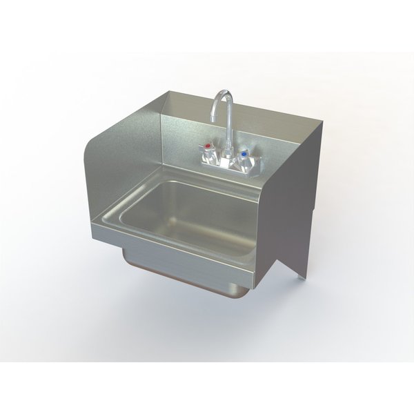 Heavy Duty NSF Hand Sink W/ Faucet And Basket Drain & Side Splashes