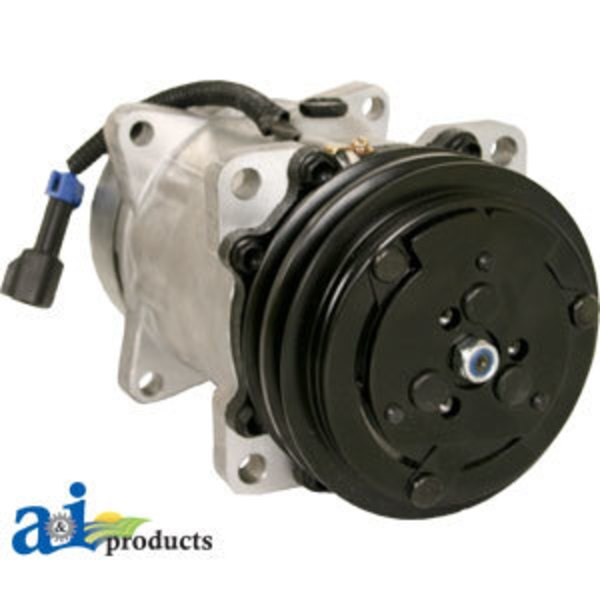 Compressor Sanden Style (4708) w/ Clutch (2A groove 5" pulley,  12V,  SD7H15 series) 7.5" x7.6" x11"