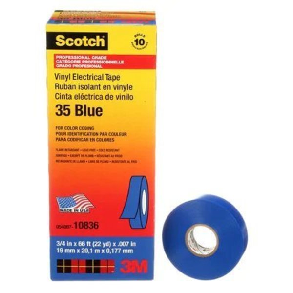 35 Blue 3/4" X 66' Vinyl Color Coding Tape