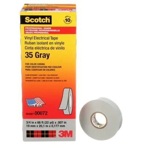 Scotch Vinyl Electrical Color Coding Tape 35-Gray-3/4,  3/4 In X 66 Ft (19 Mm X 20, 1 M)