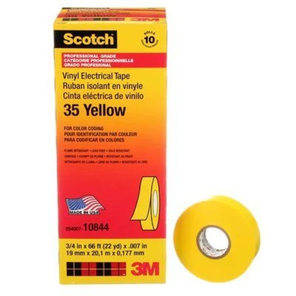 35-Yellow-3/4 Vinyl Color Coding Tape 3/4" X 66'