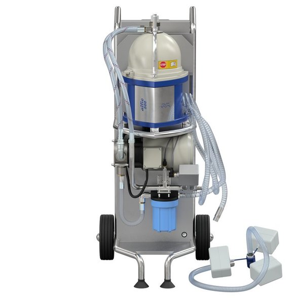 Cleaning system for removal of tramp oil and particulate from metalworking and wash fluids,  2.2 GPM