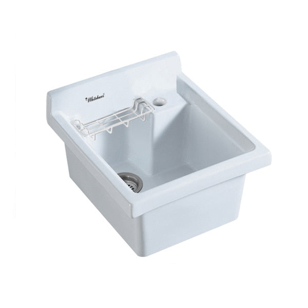Vitreous China Sgl Bowl, Drop-In Sink W/ Wire Basket And 3 ½" Off Cente