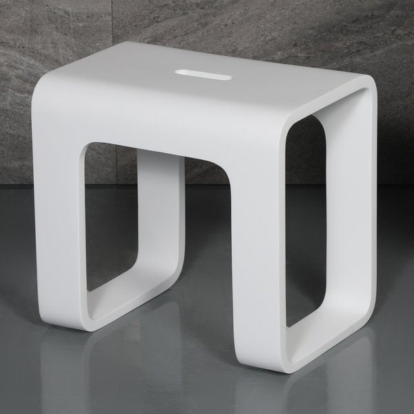 White Matte Solid Surface Resin Bathroom / Shower Stool