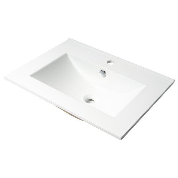 ALFI brand ABC803 White 25" Rectangular Drop In Ceramic Sink with Faucet Hole