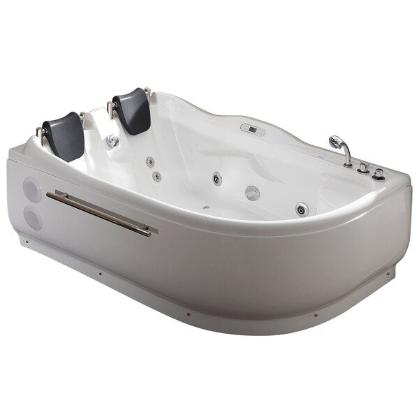6Ft Right Corner Acrylic White Whirlpool Bathtub for Two