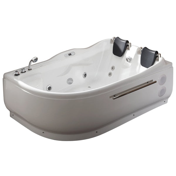 6Ft Left Corner Acrylic White Whirlpool Bathtub for Two