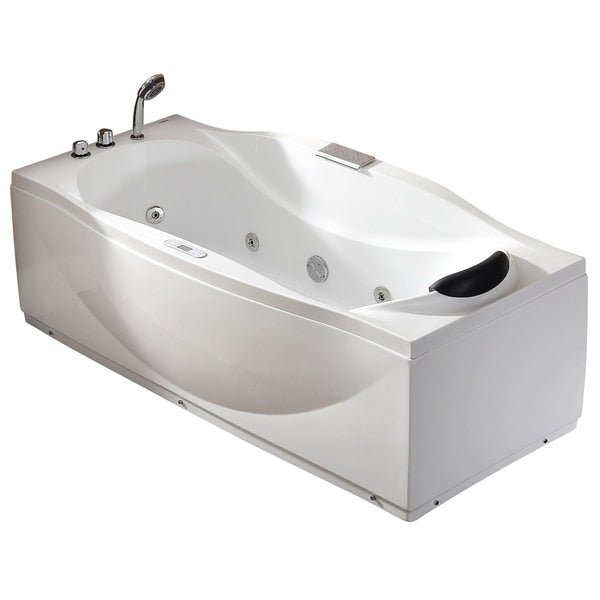 6Ft Left Drain Acrylic White Whirlpool Bathtub w Fixtures