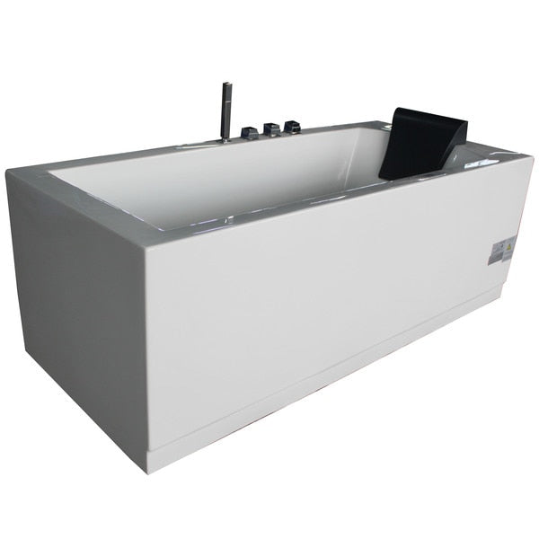6Ft Acrylic White Rectangular Whirlpool Bathtub w Fixtures