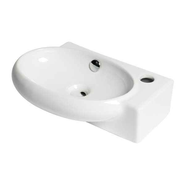 ALFI brand ABC117 White 17" Small Wall Mounted Ceramic Sink with Faucet Hole