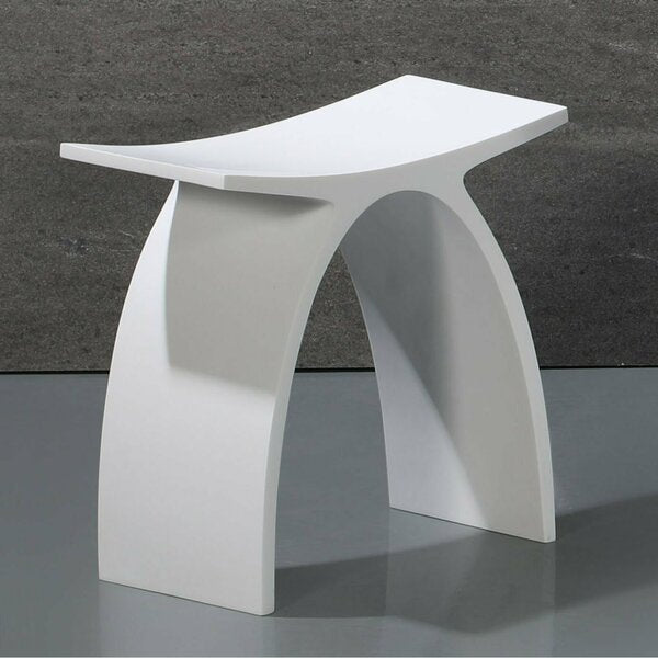 Arched White Matte Solid Surface Resin Bathroom / Shower Stool