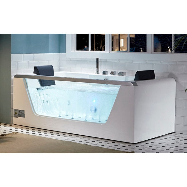 EAGO AM196ETL 6 ft Clear Rectangular Acrylic Whirlpool Bathtub for Two