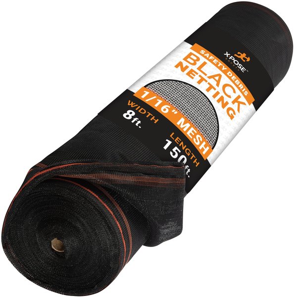 Heavy Duty Black 1/16 in  Mesh Fire Retardant Debris Netting - 8' x 150'