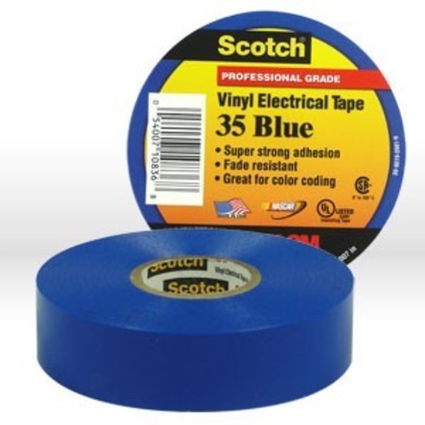 Electrical Tape, Scotch Vinyl Electrical Color Coding Tape 35, Blue