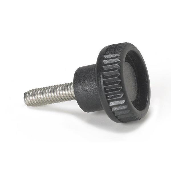 Thumb Screw,  3/8"-16 Thread Size,  Knurled,  Zinc Plated Steel,  1/2" Head Ht