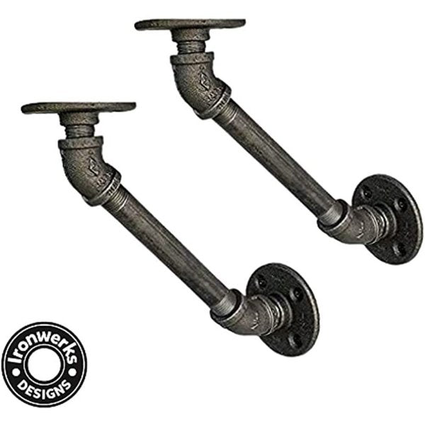 Black Malleable Iron Decorative Shelf Bracket (Hardware Only),  2PK