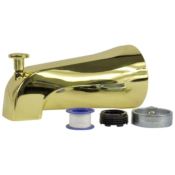 Universal Tub Spout with Diverter,  Polished Brass