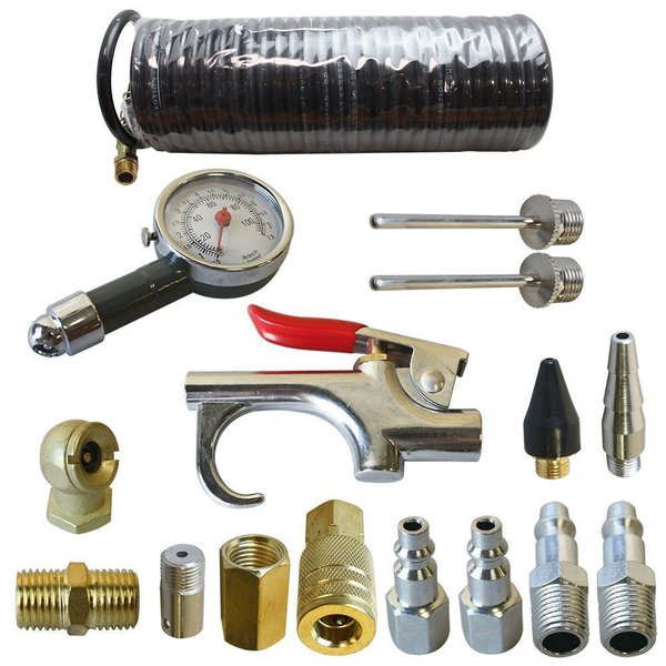 16-Piece Air Tool Accessory Kit with Hose