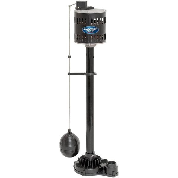 92333 1/3 HP Thermoplastic Pedestal Sump Pump,  Black