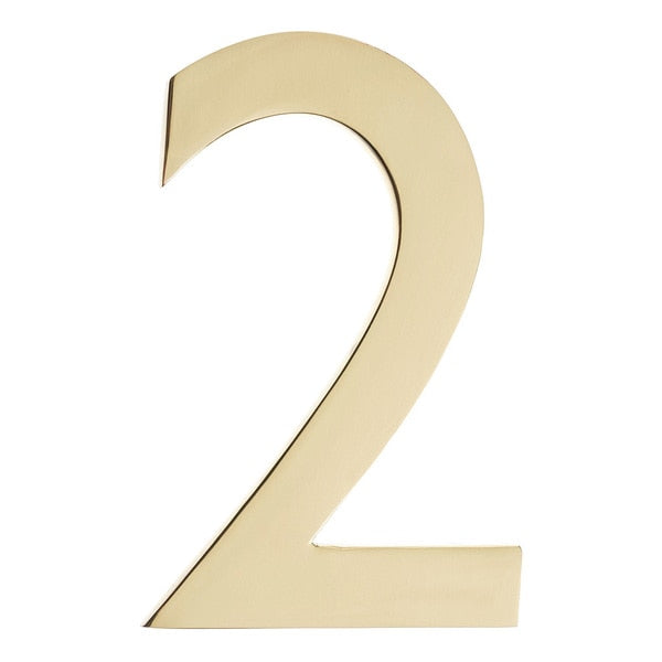 Brass 5 inch Floating House Number Polished Brass 2
