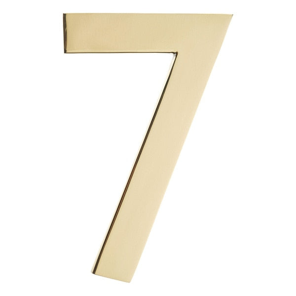 Brass 5 inch Floating House Number Polished Brass 7