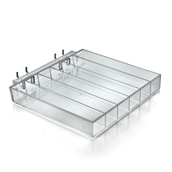 Six Compartment Acrylic Tray for Pegboard / Slatwall / Counter,  PK2
