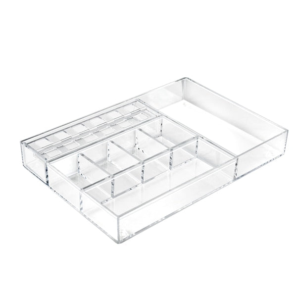 Large Clear Cosmetic Organizer for Counter W/ Compartments,  PK2