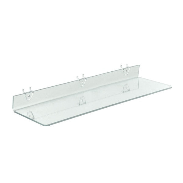 24"W x 6"D Clear Acrylic Shelf for Pegboard and Slatwall,  PK4