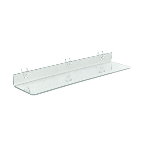 24"W x 4"D Clear Acrylic Shelf for Pegboard and Slatwall,  PK4