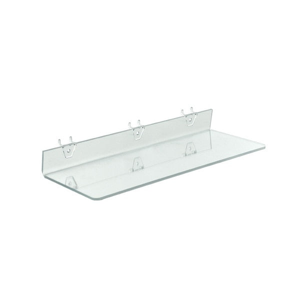 20"W x 6"D Clear Acrylic Shelf for Pegboard and Slatwall,  PK4