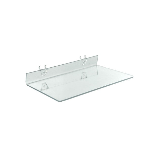 16"W x 8"D Clear Acrylic Shelf for Pegboard and Slatwall,  PK4