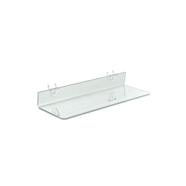 16"W x 4"D Clear Acrylic Shelf for Pegboard and Slatwall,  PK4