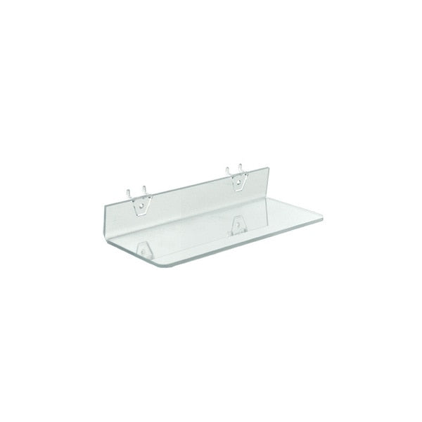 13.5"W x 4"D Clear Acrylic Shelf for Pegboard and Slatwall,  PK4