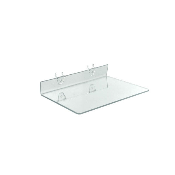 13.5"W x 8"D Clear Acrylic Shelf for Pegboard or Slatwall,  PK4