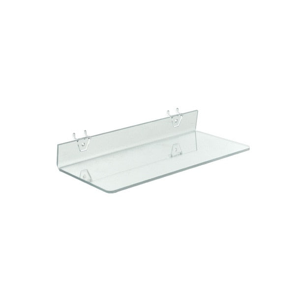 16"W x 6"D Clear Acrylic Shelf for Pegboard and Slatwall,  PK4