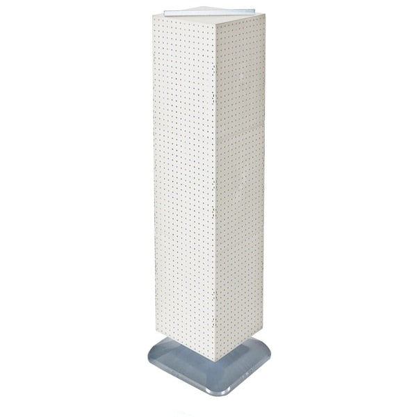 4-Sided Pegboard Floor Spinner Rack White Panel Size: 14"W x 60"H